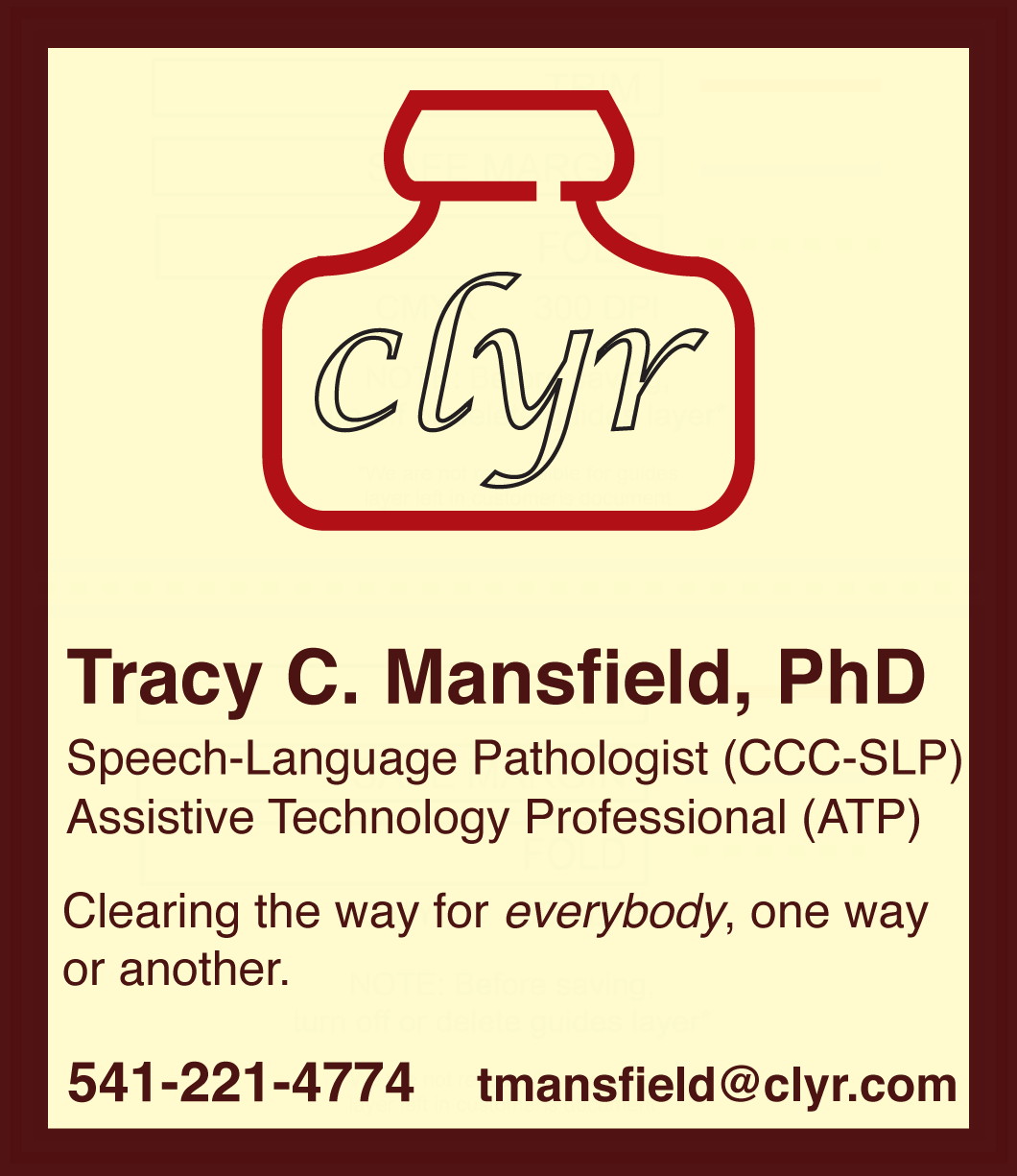 Clyr Business Card Inside